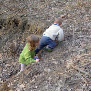 Climbing in the dirt.